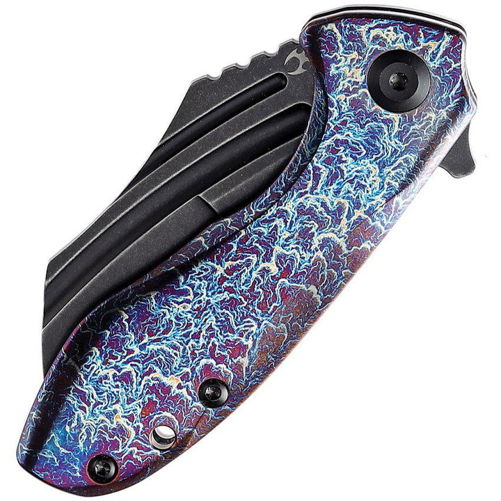 Kansept Knives KTC3 Linerlock Lightning Strike Anodized Titanium Black SW CPM S35VN - Knives.mx