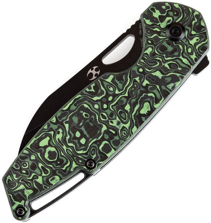 Kansept Knives Model 6 Framelock Green Carbon Fiber Black Stonewash CPM-20CV - Knives.mx