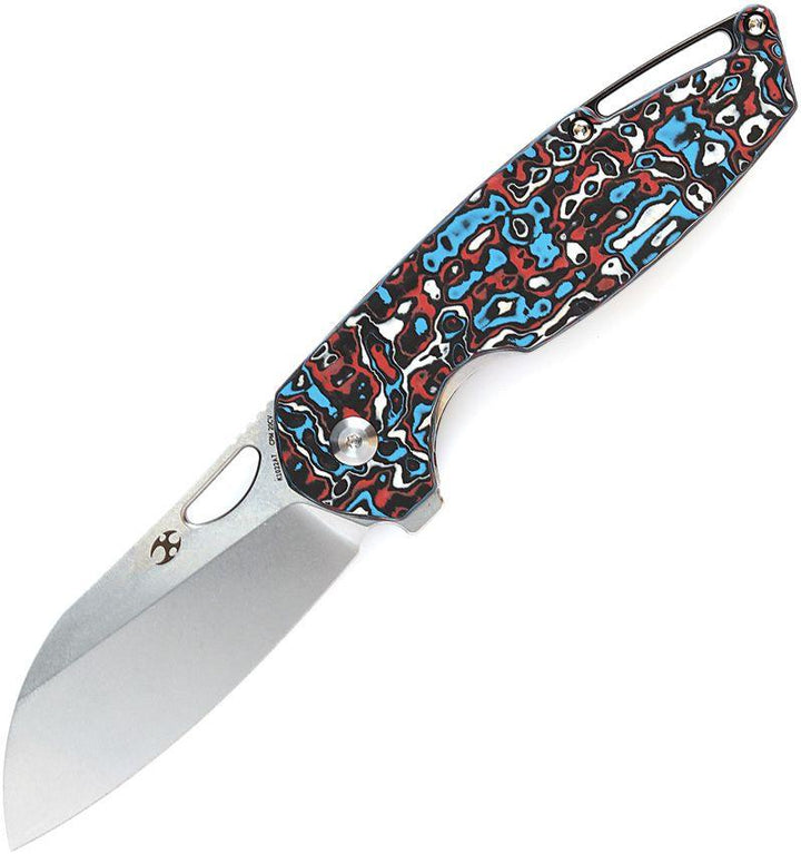 Kansept Knives Model 6 Framelock Multi Carbon Fiber Stonewash Wharncliffe CPM-20CV - Knives.mx