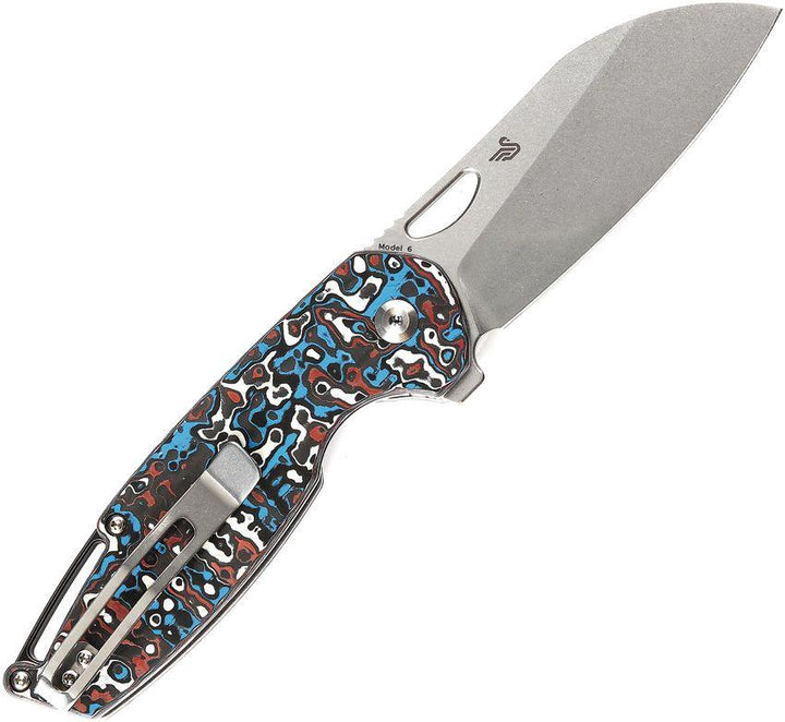 Kansept Knives Model 6 Framelock Multi Carbon Fiber Stonewash Wharncliffe CPM-20CV - Knives.mx