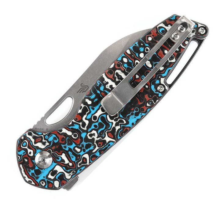 Kansept Knives Model 6 Framelock Multi Carbon Fiber Stonewash Wharncliffe CPM-20CV - Knives.mx