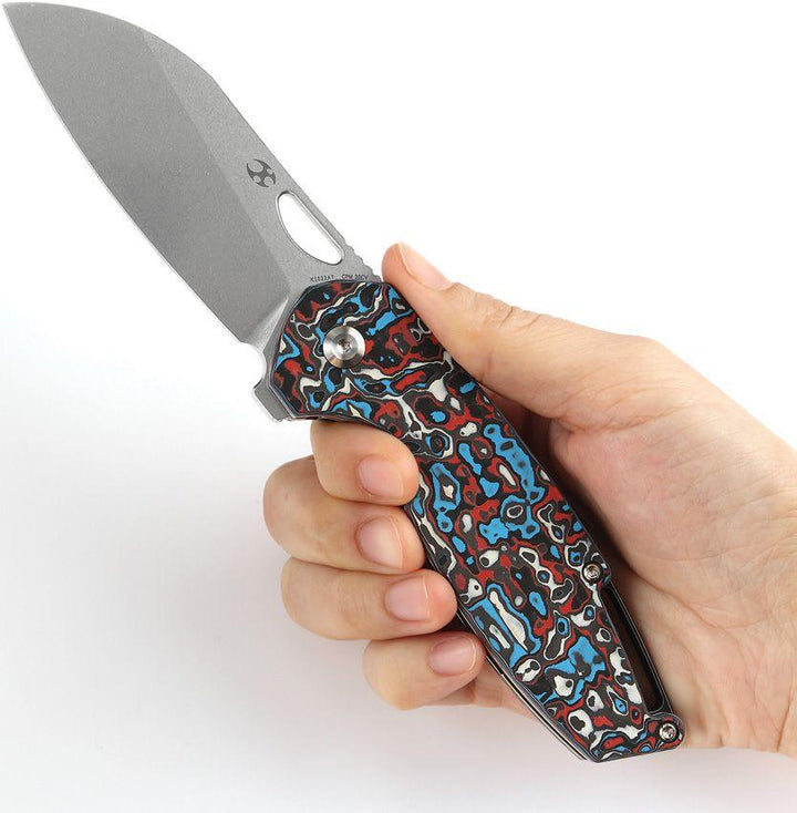 Kansept Knives Model 6 Framelock Multi Carbon Fiber Stonewash Wharncliffe CPM-20CV - Knives.mx