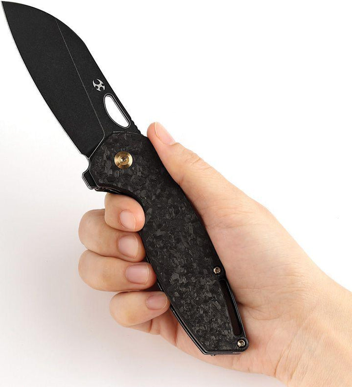 Kansept Knives Model 6 Framelock Shredded Carbon Fiber Black Stonewash CPM-20CV - Knives.mx