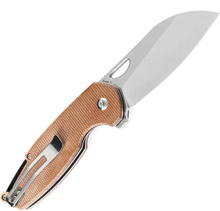 Kansept Knives Model 6 Linerlock Brown Micarta Stonewash Wharncliffe 154CM - Knives.mx