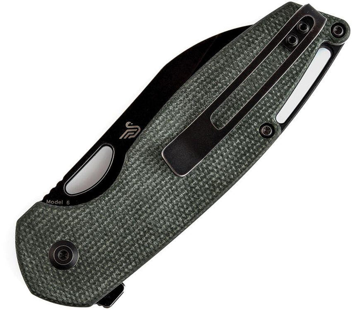 Kansept Knives Model 6 Linerlock Green Micarta Black Stonewash Wharncliffe 154CM - Knives.mx