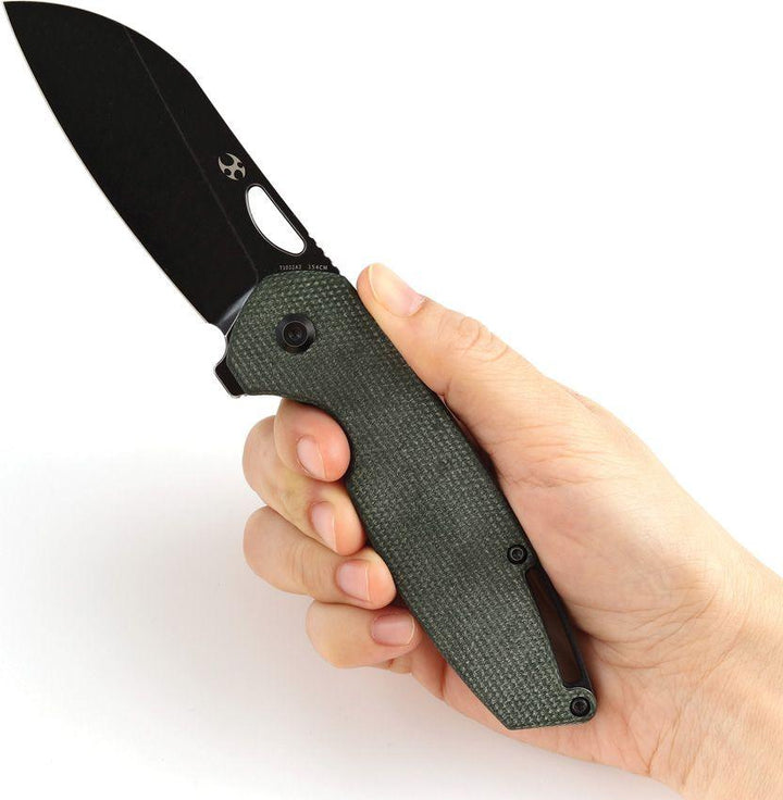 Kansept Knives Model 6 Linerlock Green Micarta Black Stonewash Wharncliffe 154CM - Knives.mx