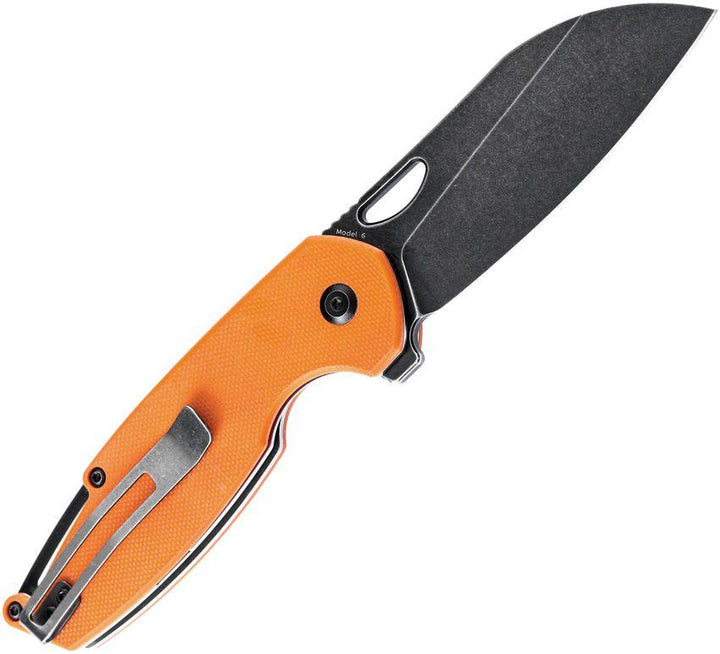 Kansept Knives Model 6 Linerlock Orange G10 Black Stonewash Wharncliffe 154CM - Knives.mx