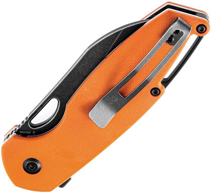 Kansept Knives Model 6 Linerlock Orange G10 Black Stonewash Wharncliffe 154CM - Knives.mx