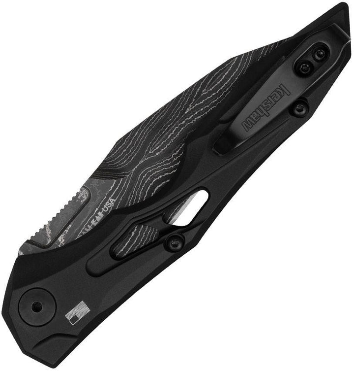 Kershaw Auto Launch 13 Button Lock Black Aluminum Wharncliffe Damascus - Knives.mx