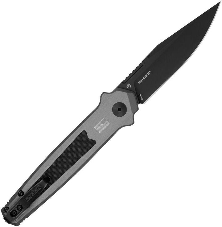 Kershaw Auto Launch 17 Button Lock Gray Anodized Aluminum w Trac-Tec Black Cerakote CPM S35VN - Knives.mx