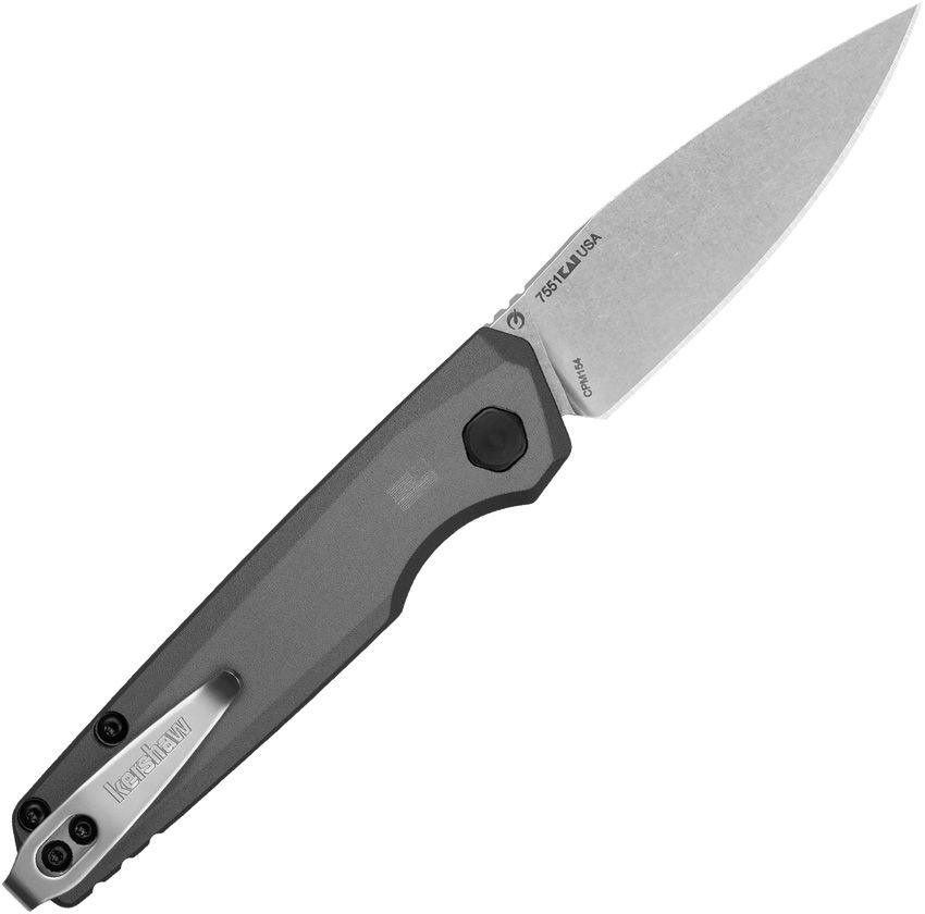 Kershaw Auto Launch 18 Button Lock Gray Anodized Aluminum Stonewashed CPM-154 - Knives.mx