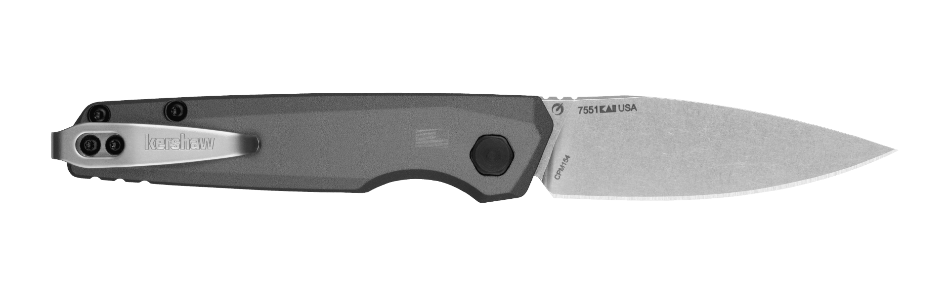 Kershaw Auto Launch 18 Button Lock Gray Anodized Aluminum Stonewashed CPM-154 - Knives.mx