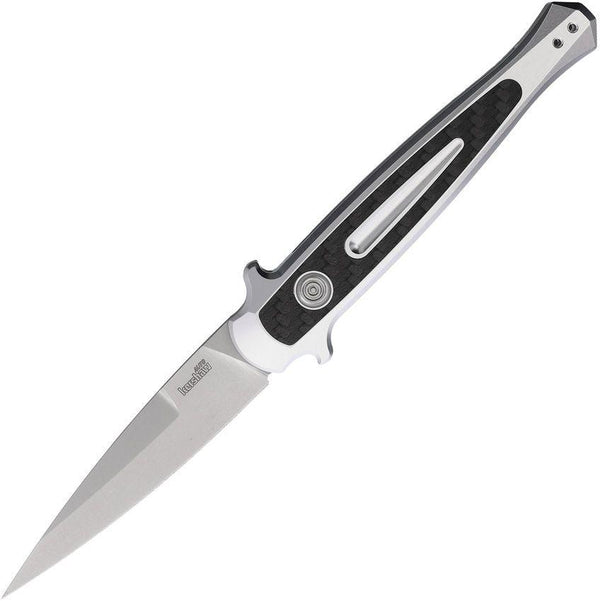 Kershaw Auto Launch 8 Button Lock Silver Anodized Aluminum w CF Inlay Stonewash CPM-154 - Knives.mx