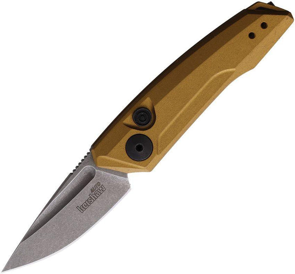 Kershaw Auto Launch 9 Button Lock Brown Anodized Aluminum Stonewashed CPM 154 - Knives.mx