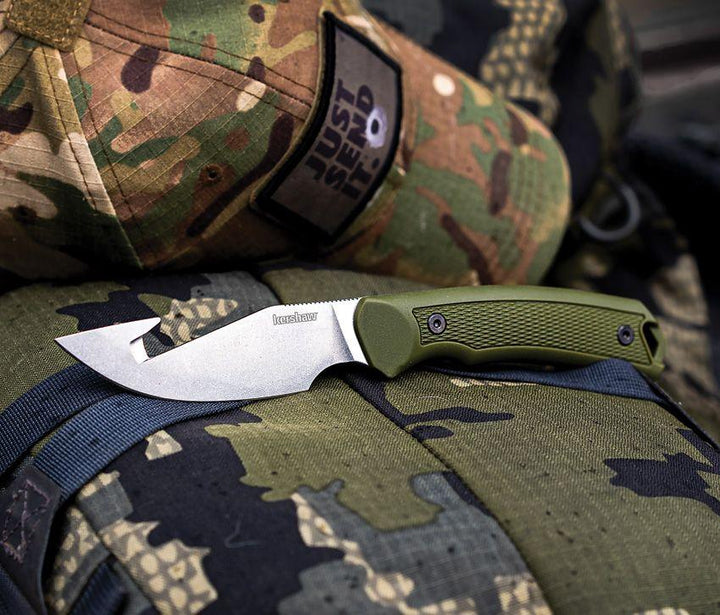 Kershaw Deschutes Guthook Skinner Green Rubberized Polypropylene Stonewash D2 - Knives.mx