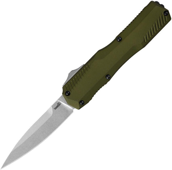 Kershaw Livewire Automatic OTF Olive Green Anodized Aluminum Stonewashed Spear Point CPM MagnaCut - Knives.mx