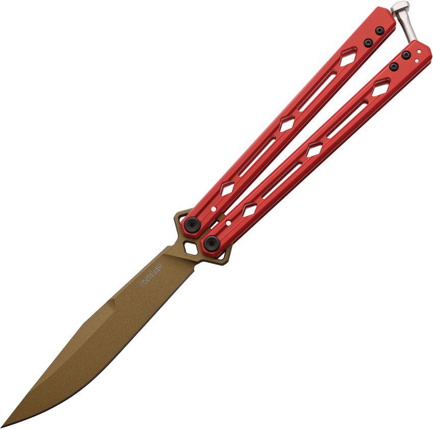 Kershaw Lucha Butterfly Knife Red Stainless Bronze Coated 14C28N Sandvik - Knives.mx
