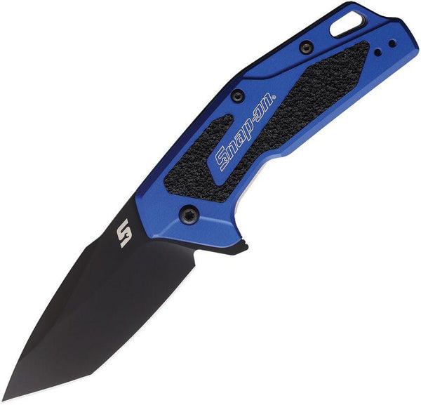 Kershaw Snap On Linerlock A/O Blue Anodized Aluminum w Black Trac-Tec Insert Tanto DLC Coated Bohler N690 - Knives.mx