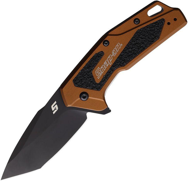 Kershaw Snap On Linerlock A/O Bronze Anodized Aluminum w Black Trac-Tec Insert Tanto DLC Coated Bohler N690 - Knives.mx