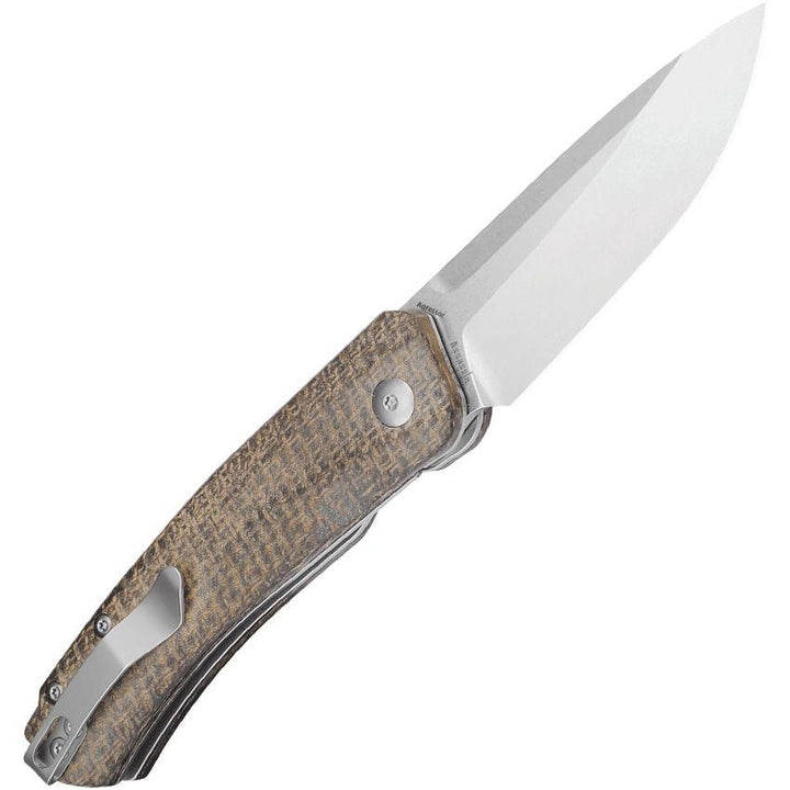 Kizer Cutlery Agressor Linerlock Brown Burlap Micarta Stonewash 154CM - Knives.mx