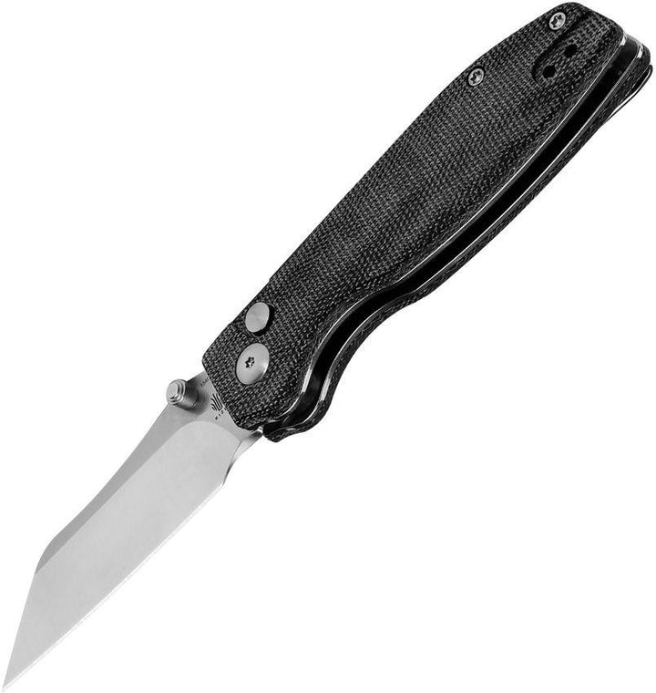 Kizer Cutlery Cryptid Button Lock Black Canvas Micarta Satin 154CM - Knives.mx