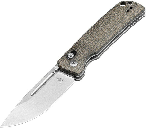 Kizer Cutlery Escort Clutch Lock Green Micarta Stonewash 154CM - Knives.mx