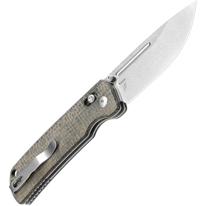 Kizer Cutlery Escort Clutch Lock Green Micarta Stonewash 154CM - Knives.mx