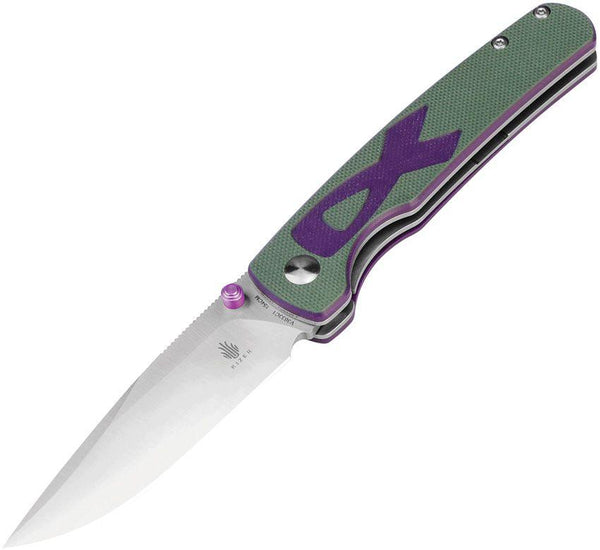 Kizer Cutlery Fighter Linerlock Green/Purple G10 Satin 154CM - Knives.mx