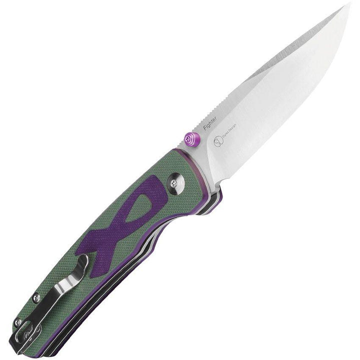 Kizer Cutlery Fighter Linerlock Green/Purple G10 Satin 154CM - Knives.mx