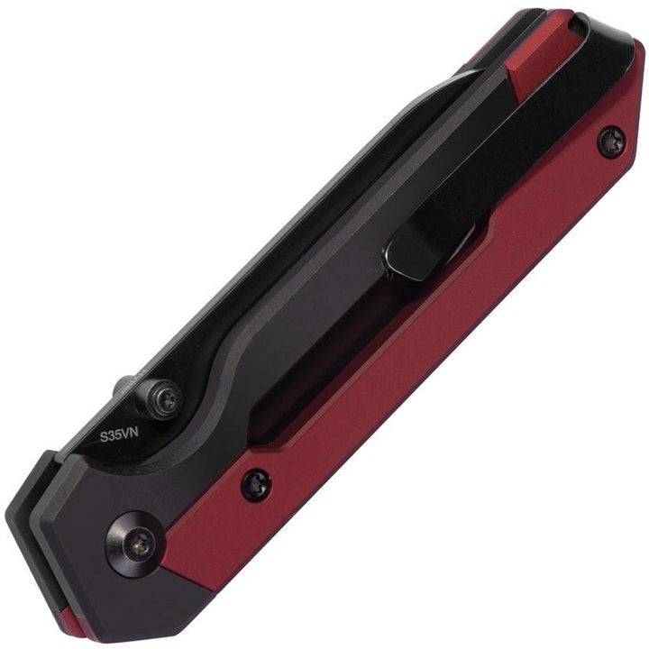 Kizer Cutlery Hyper Button Lock Black/Red Aluminum Black S35VN - Knives.mx