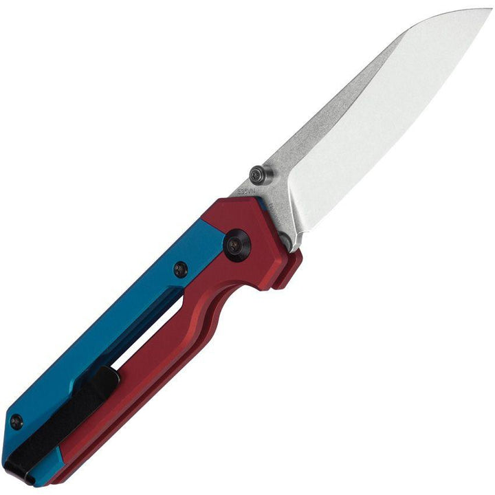 Kizer Cutlery Hyper Button Lock Blue/Red Aluminum Stonewash S35VN - Knives.mx