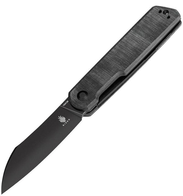 Kizer Cutlery Klipper Linerlock Black Linen Micarta Black Stonewash 154CM - Knives.mx