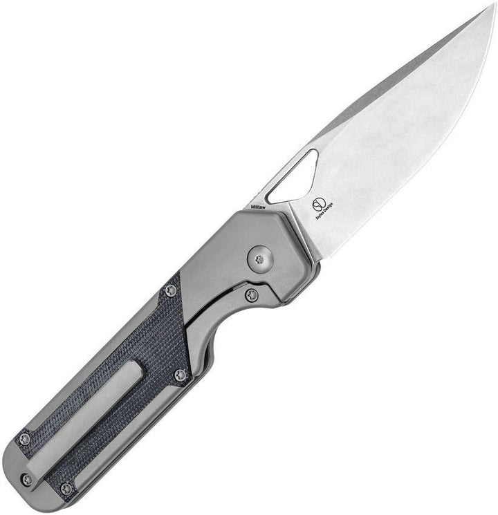 Kizer Cutlery Militaw Framelock Gray Titanium w Black Micarta Stonewash S35VN - Knives.mx