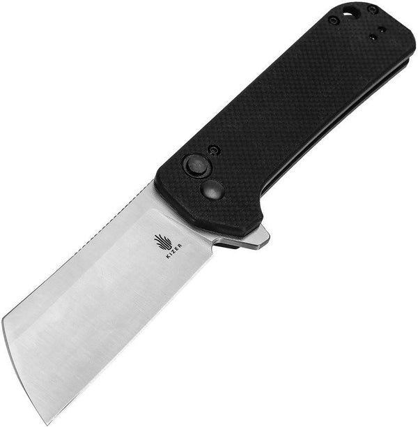 Kizer Cutlery Ruler Button Lock Black G10 Satin 9Cr18MoV - Knives.mx