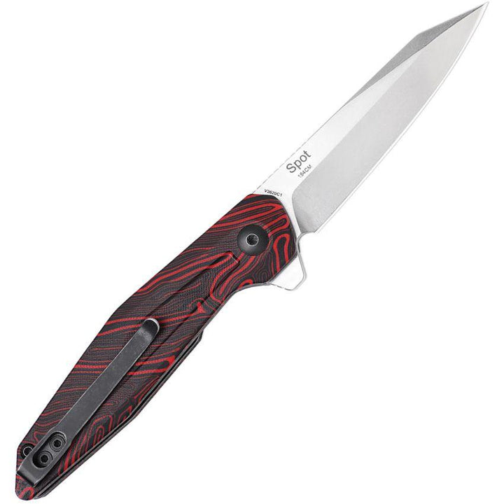 Kizer Cutlery Spot Linerlock Black/Red G10 Stonewash 154CM - Knives.mx