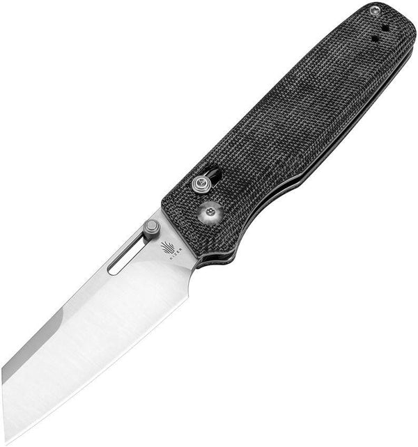 Kizer Cutlery Task Clutch Lock Black Canvas Micarta Satin 154CM - Knives.mx