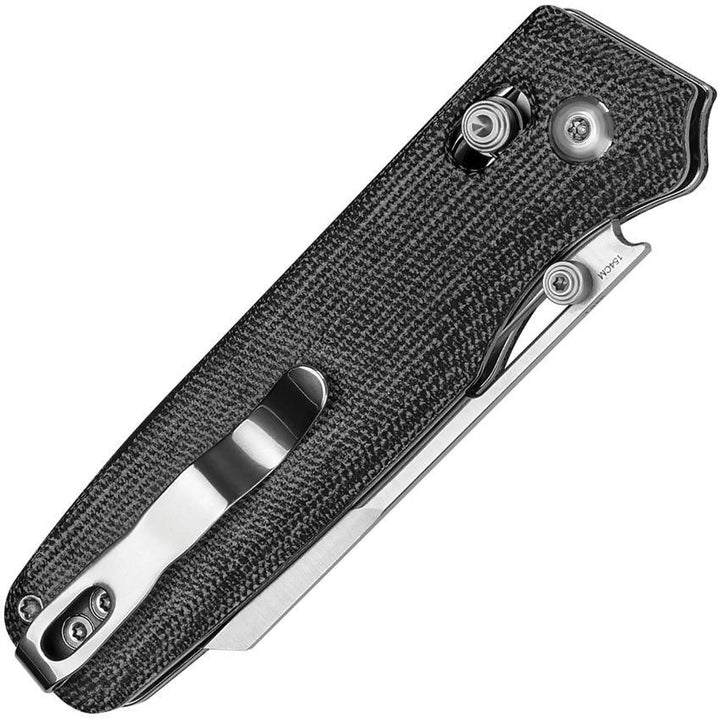 Kizer Cutlery Task Clutch Lock Black Canvas Micarta Satin 154CM - Knives.mx