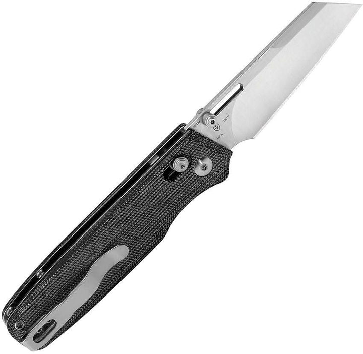 Kizer Cutlery Task Clutch Lock Black Canvas Micarta Satin 154CM - Knives.mx