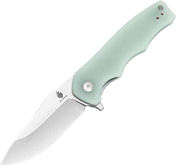 Kizer Cutlery Yacht Linerlock Jade G10 Stonewash 9Cr18MoV - Knives.mx