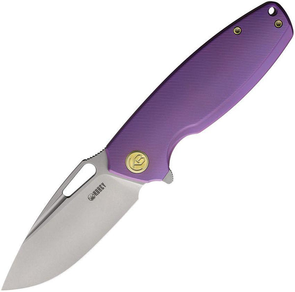 Kubey Tityus Framelock Purple Textured Titanium Bead Blast 14C28N Sandvik - Knives.mx