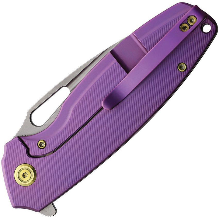 Kubey Tityus Framelock Purple Textured Titanium Bead Blast 14C28N Sandvik - Knives.mx