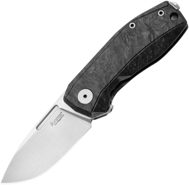 LionSTEEL Nano Framelock Black Carbon Fiber w Titanium Back Satin CPM MagnaCut - Knives.mx