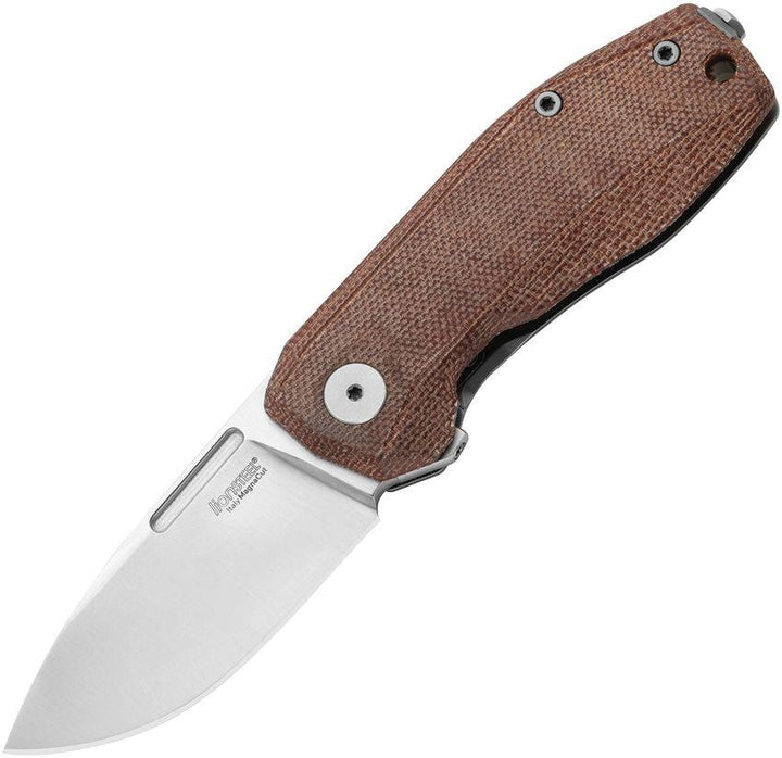 LionSTEEL Nano Framelock Natural Micarta w Titanium Back Satin CPM MagnaCut - Knives.mx