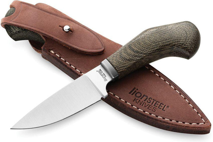 LionSTEEL Willy Fixed Blade Green Canvas Micarta Satin Bohler M390 - Knives.mx