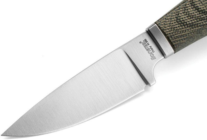 LionSTEEL Willy Fixed Blade Green Canvas Micarta Satin Bohler M390 - Knives.mx