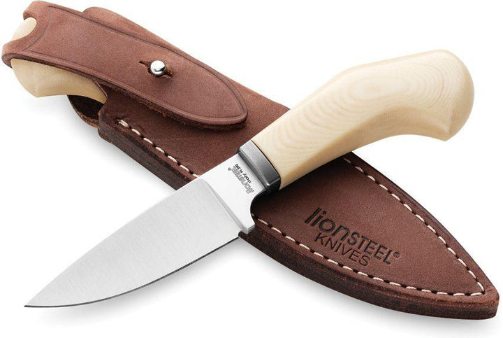 LionSTEEL Willy Fixed Blade Ivory Micarta Satin Bohler M390 - Knives.mx