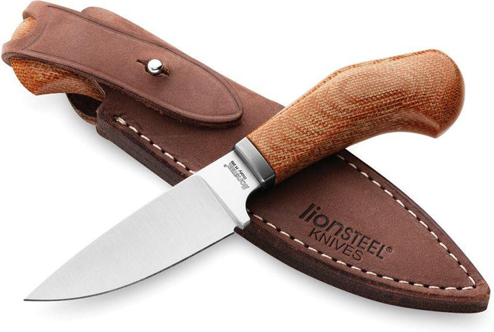 LionSTEEL Willy Fixed Blade Natural Canvas Micarta Satin Bohler M390 - Knives.mx