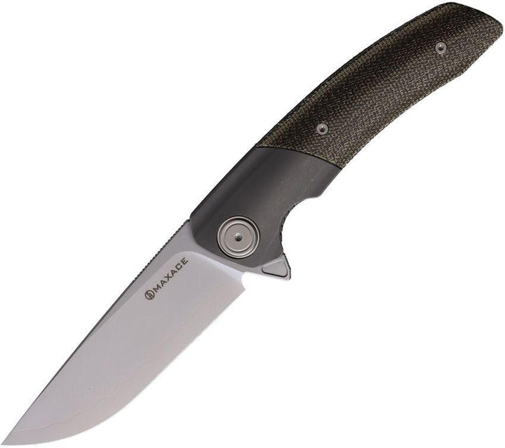 Maxace Mamba Linerlock Green Micarta w Titanium Bolsters SLD-Magic - Knives.mx