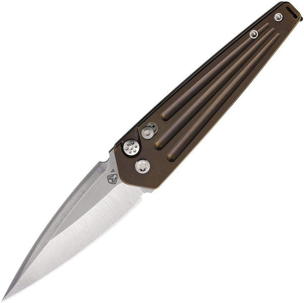 Medford Auto Nosferatu Button Lock Bronze Anodized Titanium Tumbled S45VN - Knives.mx