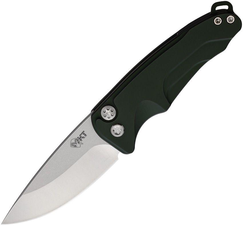 Medford Auto Smooth Criminal Green Anodized Aluminum Tumbled S35VN - Knives.mx